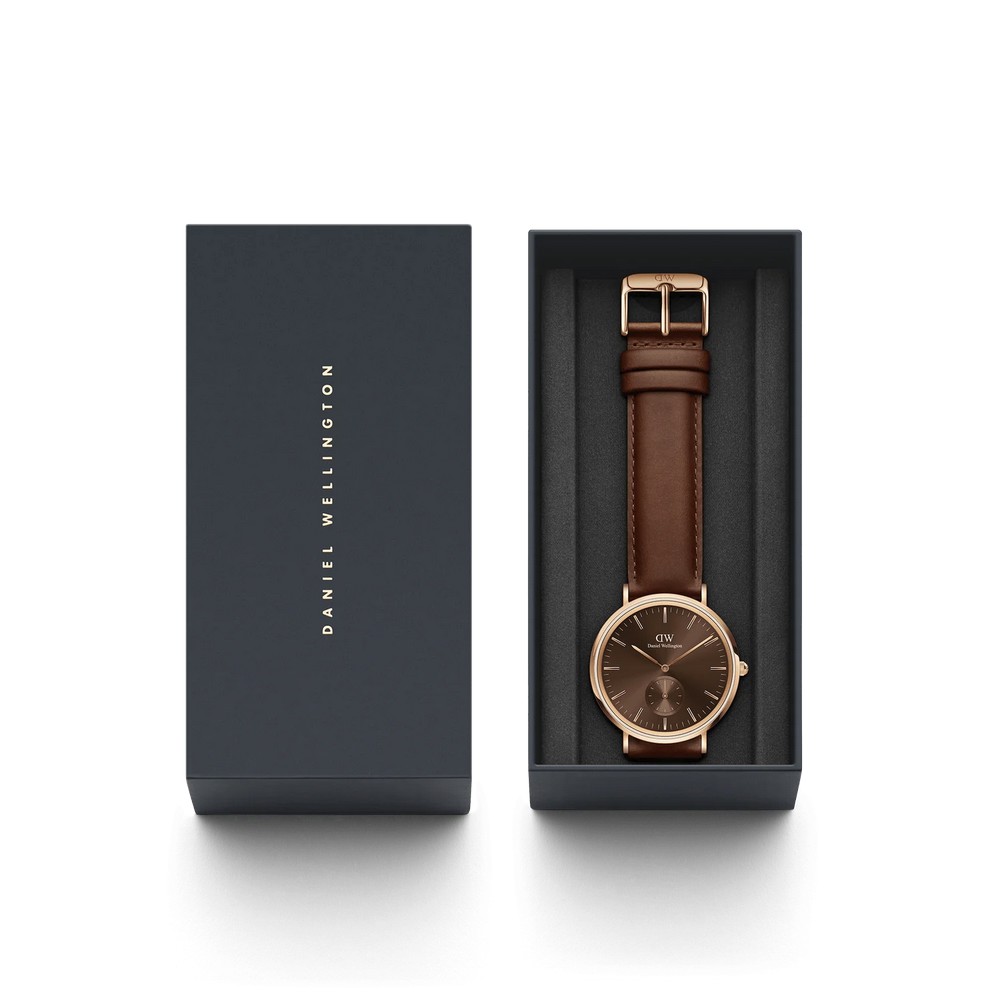 Đồng Hồ Dw Daniel Wallington Classic Multi-Eye St Mawes Amber Nam Nâu Vàng Hồng